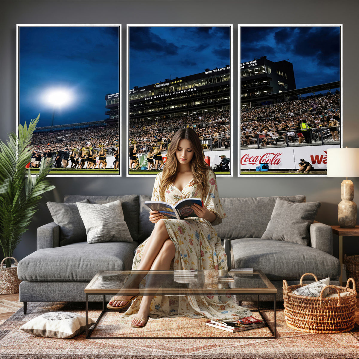 40217-MGV-CV-36X24 - UCF Knights Football Team Print - Orlando FBC Mortgage Stadium Wall Art Canvas Print
