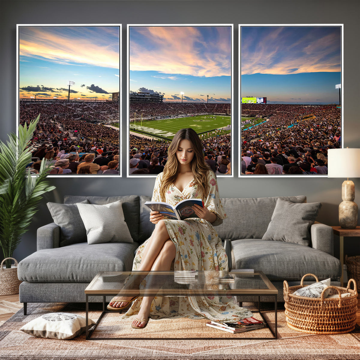 50243-MGV-CV-36X24 - UCF Knights Football Team Print - Orlando FBC Mortgage Stadium Wall Art Canvas Print