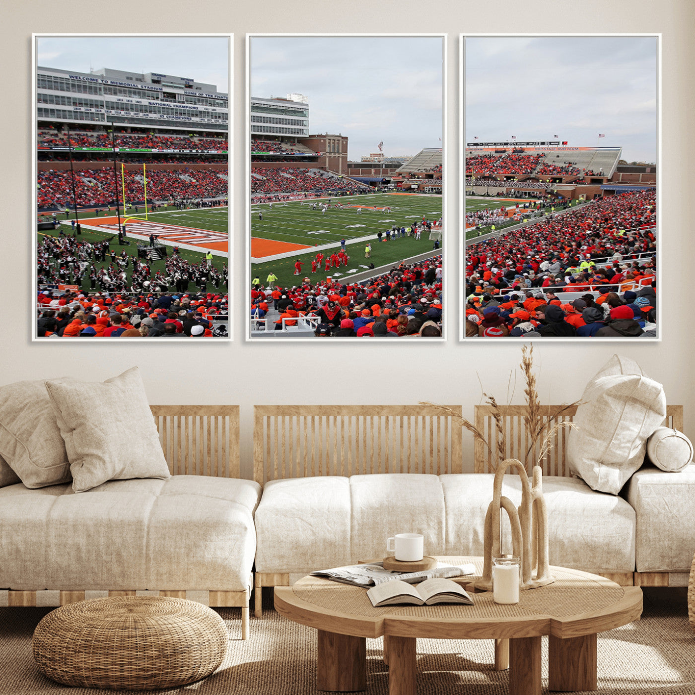 MGV-FC-60X30-3P - University of Illinois Fighting Illini Football Team Print - Champaign Illinois Memorial Stadium