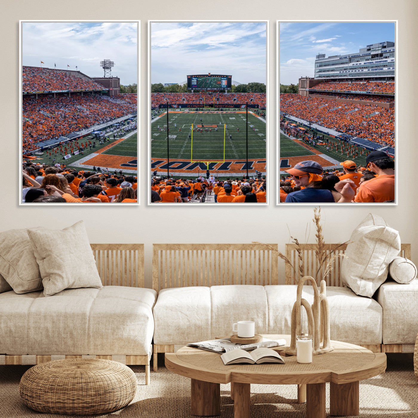 MGV-FC-60X30-3P - University of Illinois Fighting Illini Football Team Print Canvas - Champaign Illinois Memorial