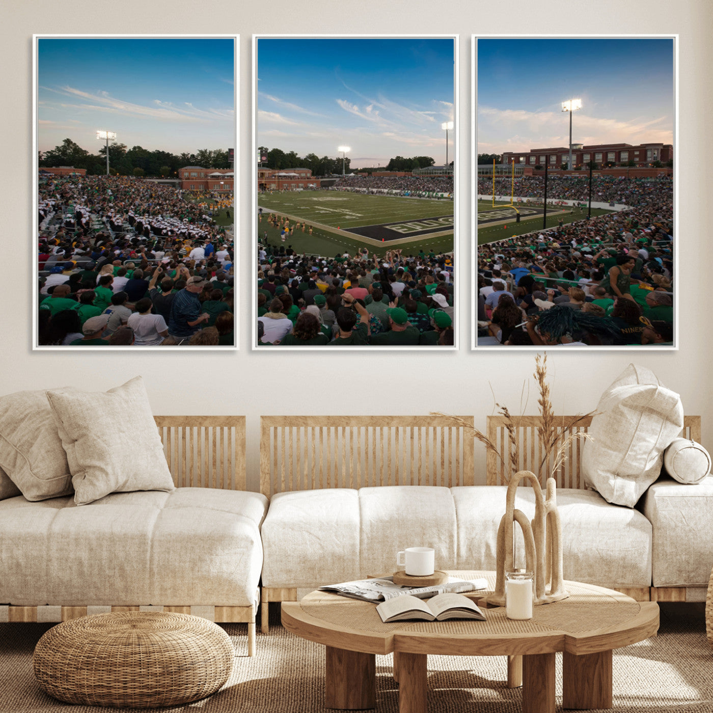 MGV-FC-60X30-3P - University of Charlotte 49ers Football Team Print - Charlotte Jerry Richardson Stadium Wall Art