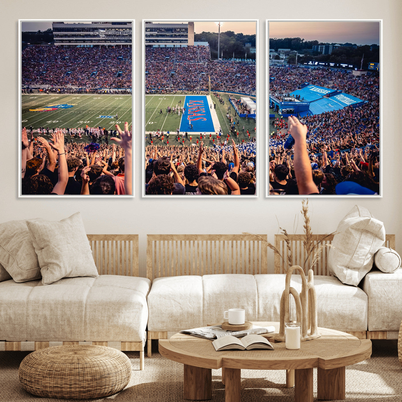 MGV-FC-60X30-3P - University of Kansas Jayhawks Football Team Art Print - Lawrence Kansas Memorial Stadium Wall Art