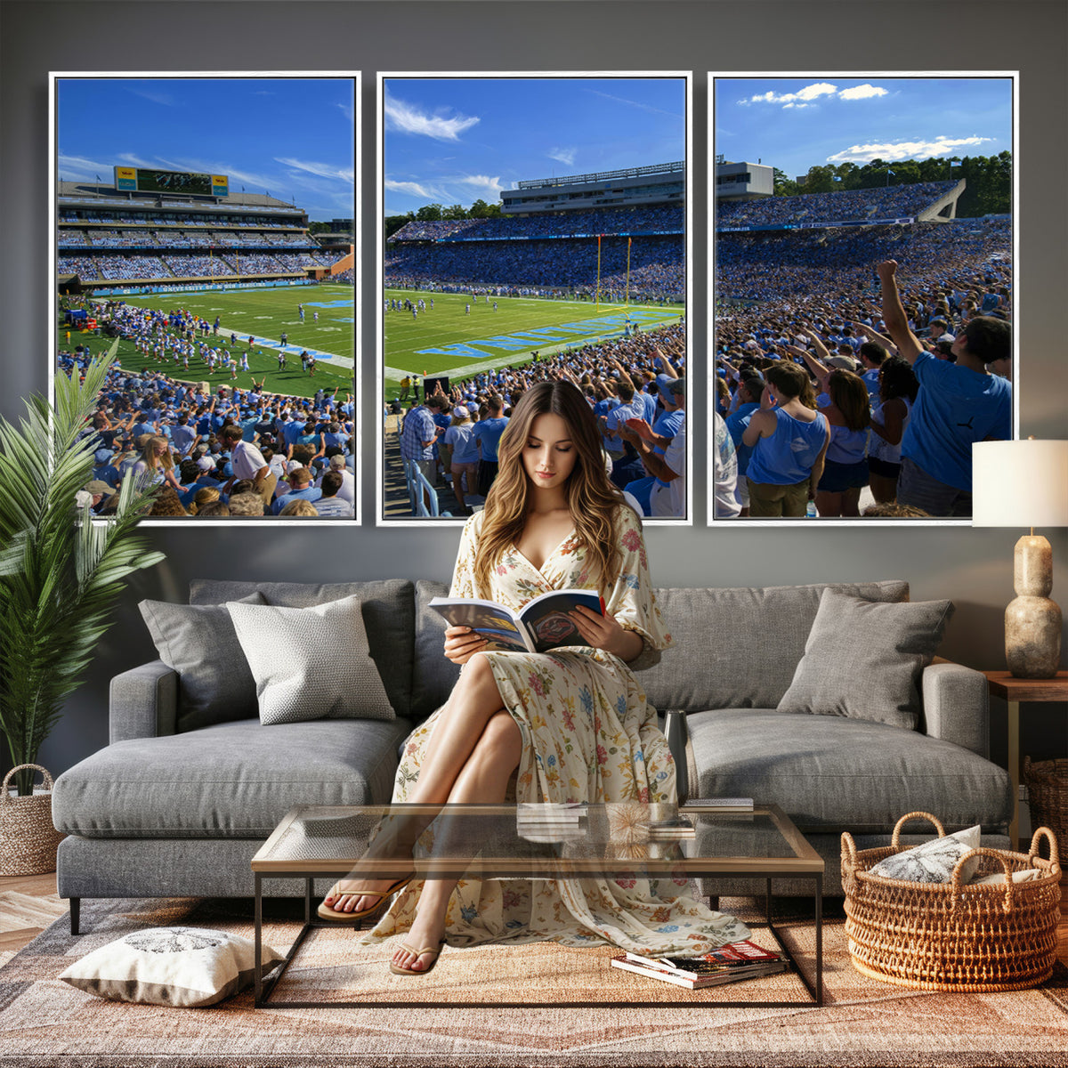 58540-MGV-CV-36X24 - University of North Carolina Tar Heels Team Canvas Print - Chapel Hill Kenan Memorial Stadium Wall