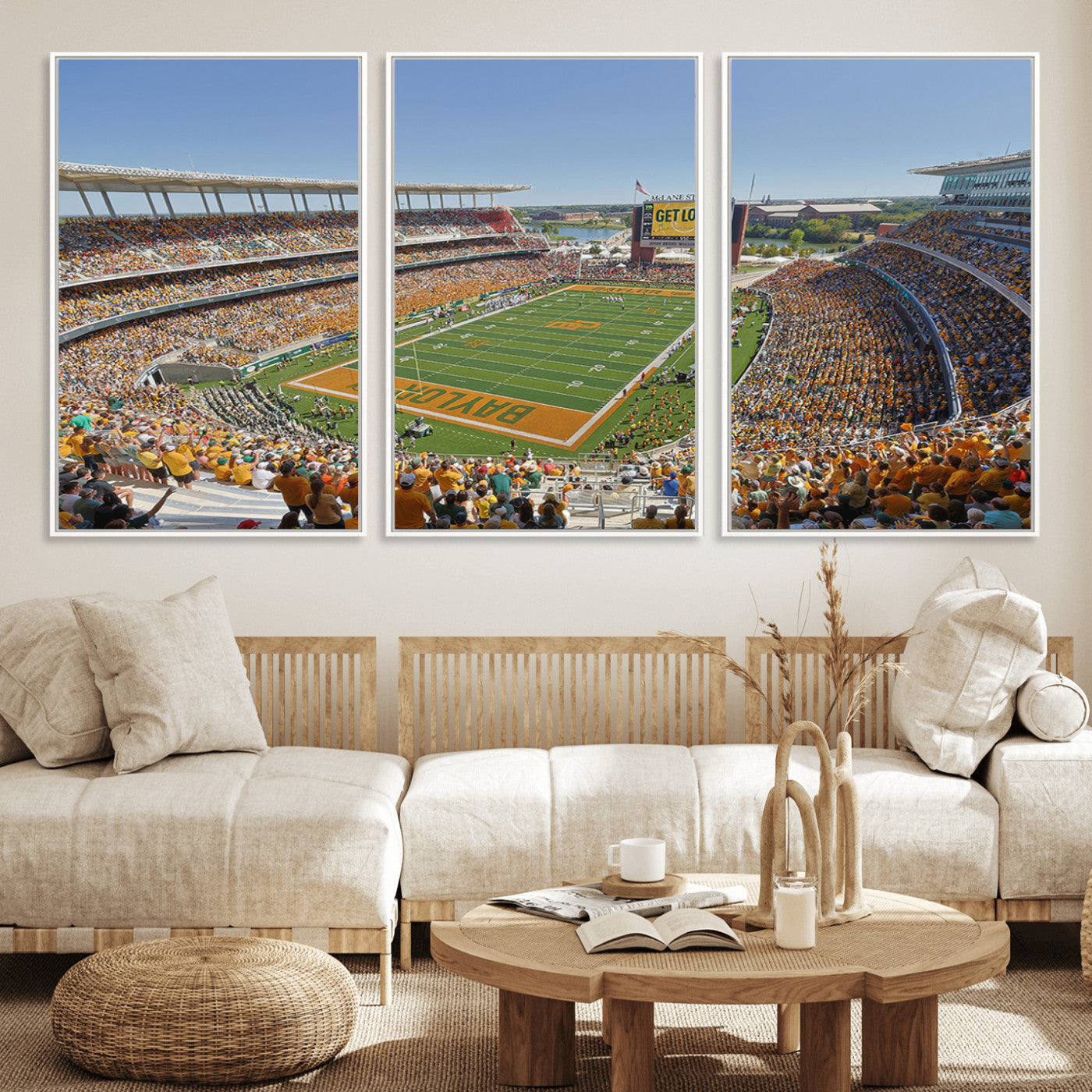 MGV-FC-60X30-3P - Baylor University Bears Football Team Print - Waco McLane Stadium Wall Art Canvas Print