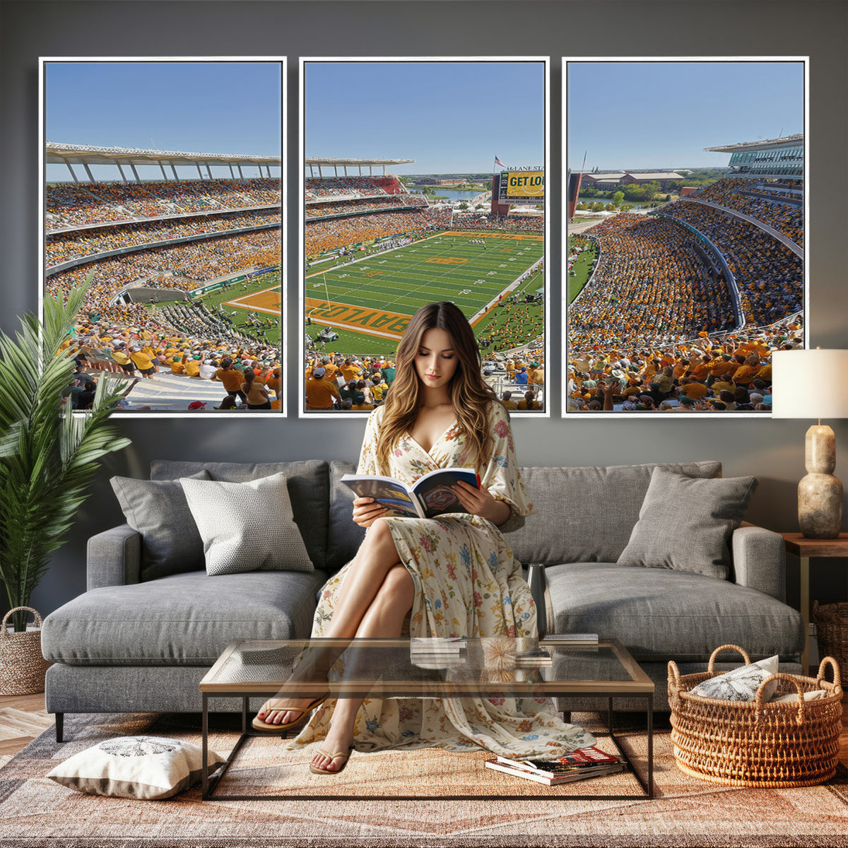 49912-MGV-CV-36X24 - Baylor University Bears Football Team Print - Waco McLane Stadium Wall Art Canvas Print