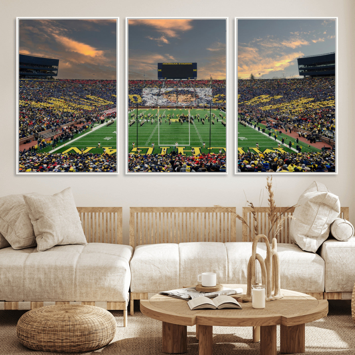 MGV-FC-60X30-3P - University of Michigan Wolverines Print Canvas, Football Team Print - Ann Arbor Michigan Stadium