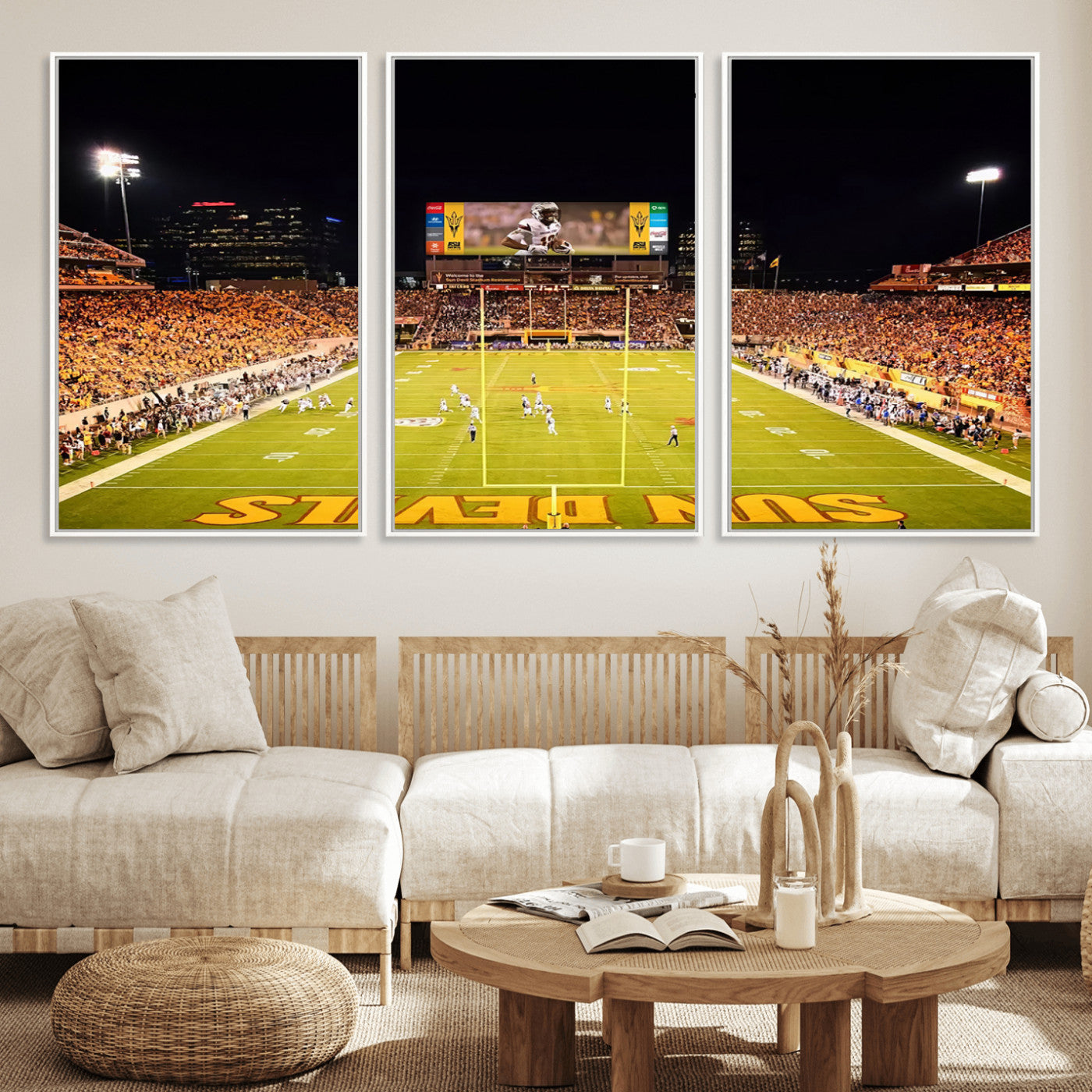 MGV-FC-60X30-3P - ASU Sun Devils Football Team Print - Phoenix Mountain America Stadium Canvas Print
