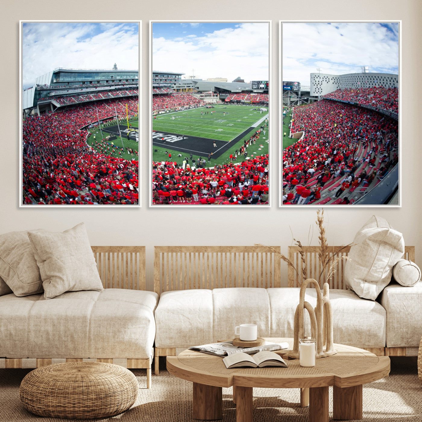 MGV-FC-60X30-3P - Cincinnati Bearcats Football Team Print - Nippert Stadium Wall Art Canvas Print