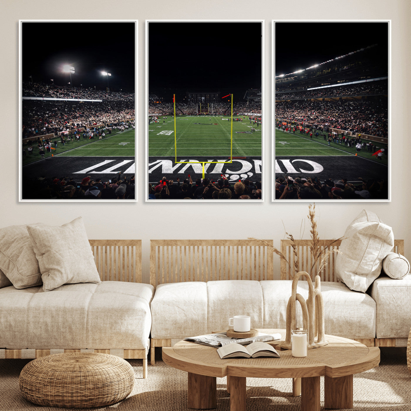 MGV-FC-60X30-3P - Cincinnati Bearcats Football Team Print - Nippert Stadium Wall Art Canvas Print