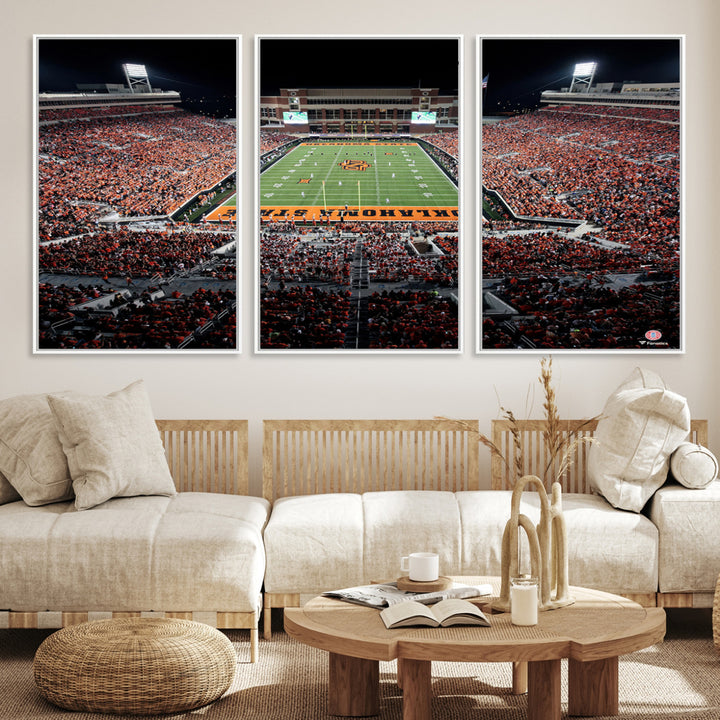 Oklahoma State Cowboys Canvas Print, Football Team Print - Stillwater Boone Pickens Stadium Wall Art Canvas Print