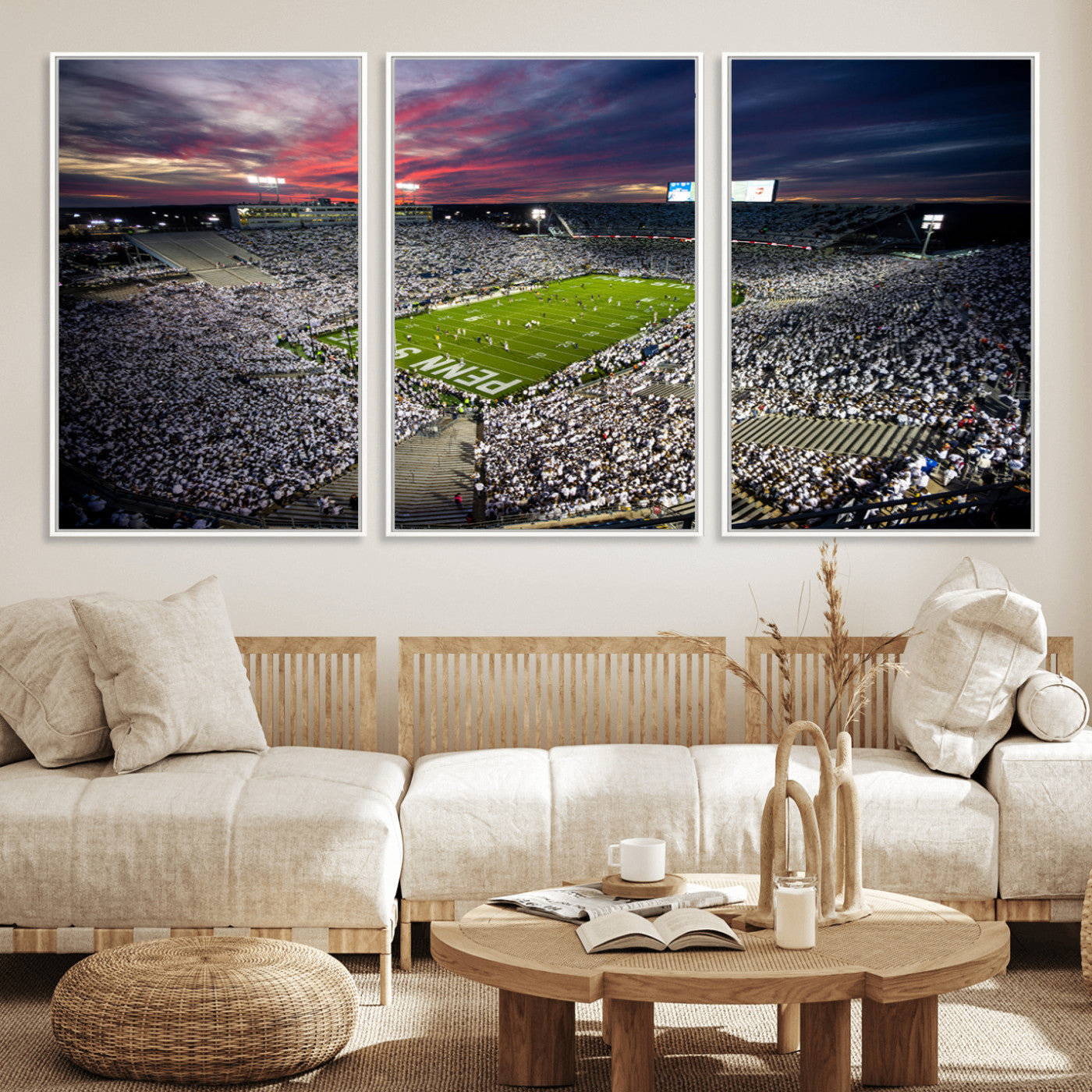 MGV-FC-60X30-3P - Penn State Nittany Lions Football Team Print - University Park Beaver Stadium Art Canvas Print