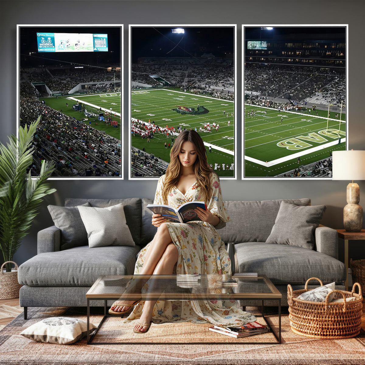 81740-MGV-CV-36X24 - UAB Blazers Football Team Print - Birmingham Protective Stadium Wall Art Canvas Print