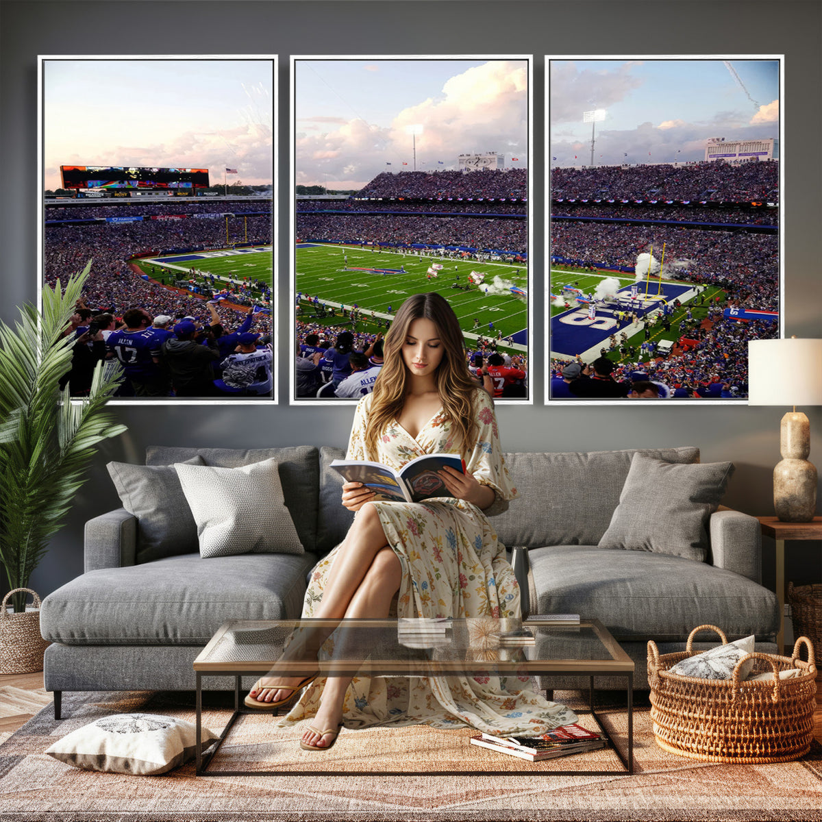 64066-MGV-CV-36X24 - Buffalo Bills Football Team Print - Buffalo Highmark Stadium Wall Art Canvas Print