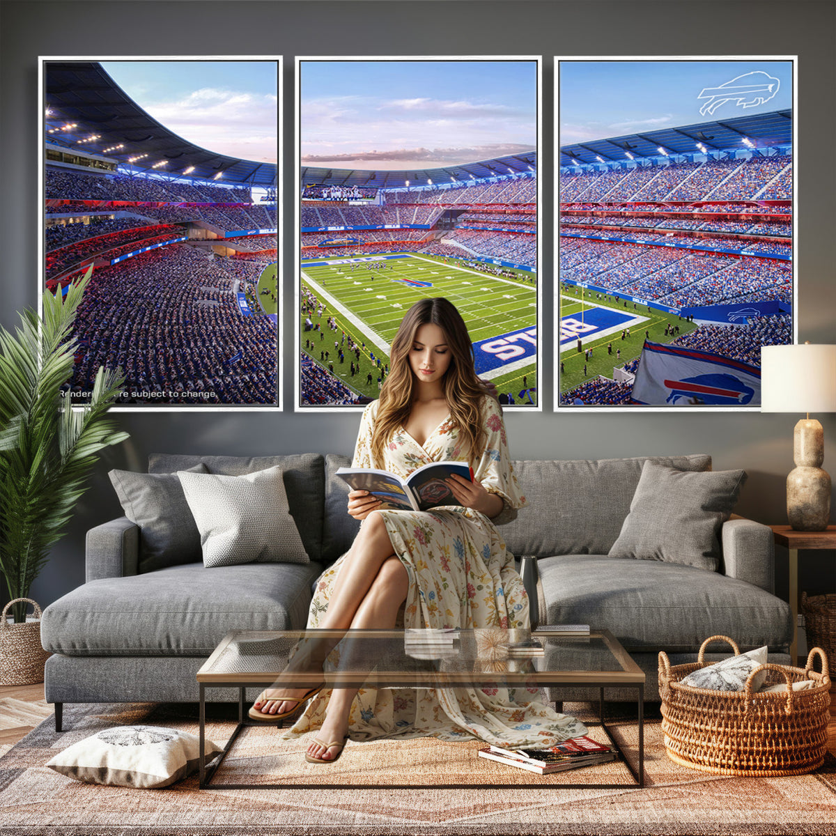 57873-MGV-CV-36X24 - Buffalo Bills Football Team Print Canvas - Buffalo Highmark Stadium Wall Art Canvas Print