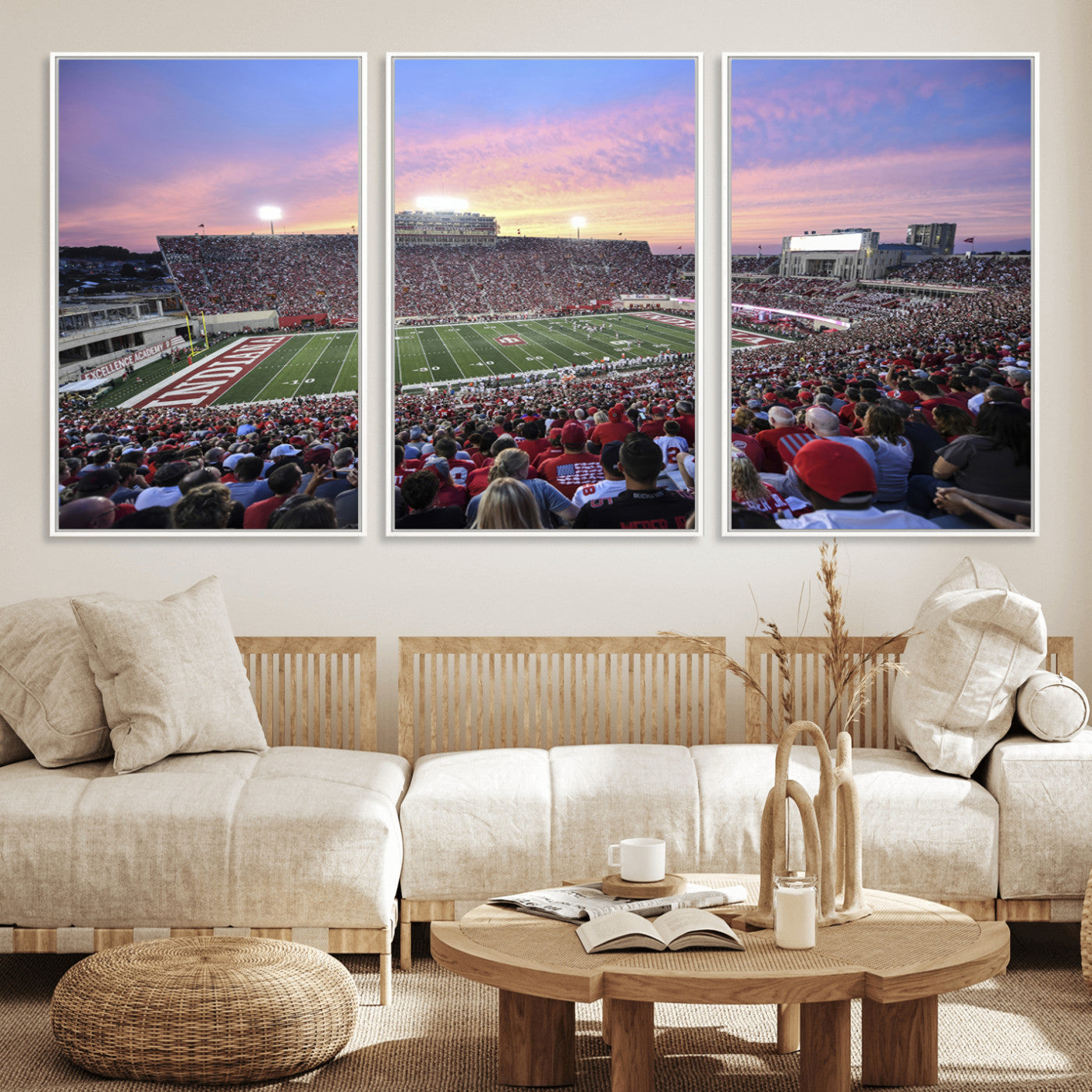13046-MGV-CV-36X24-Indiana University Hoosiers Football Team Print - Bloomington Memorial Stadium Wall Art Canvas Print