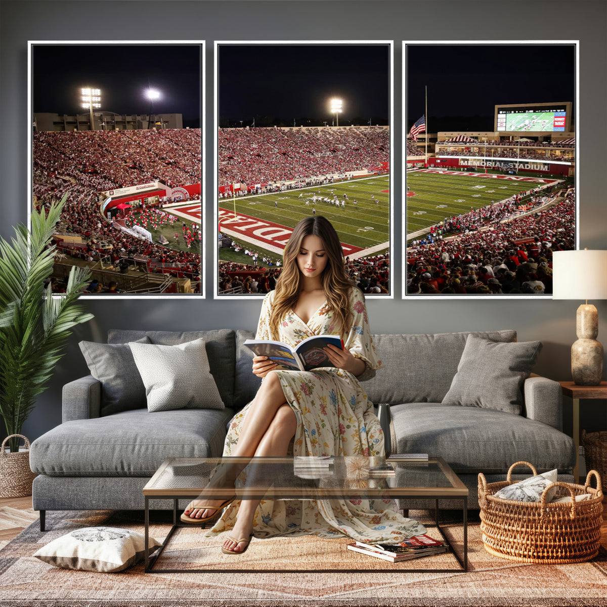 82748-MGV-CV-36X24 - Indiana University Hoosiers Football Team Print Canvas, Framed and Ready to Hang