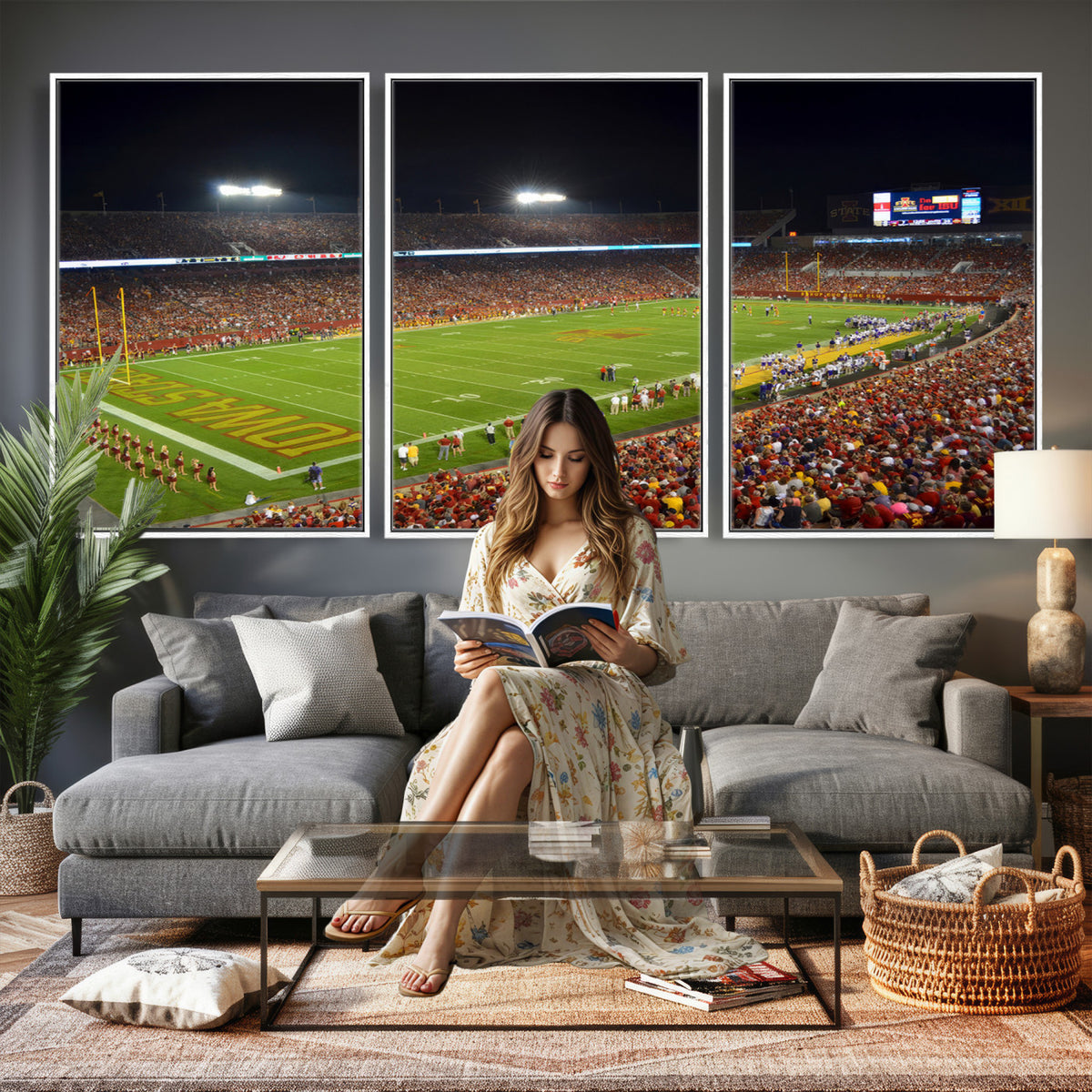 27211-MGV-CV-36X24 - Iowa State University Cyclones Football Team Print, Ames, Extra Large Game Room Wall Decor