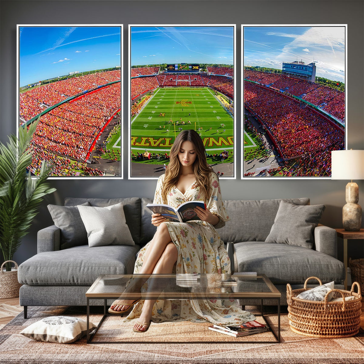 36706-MGV-CV-24X16 - Iowa State University Cyclones Football Team Print, Ames, Framed and Ready to Hang