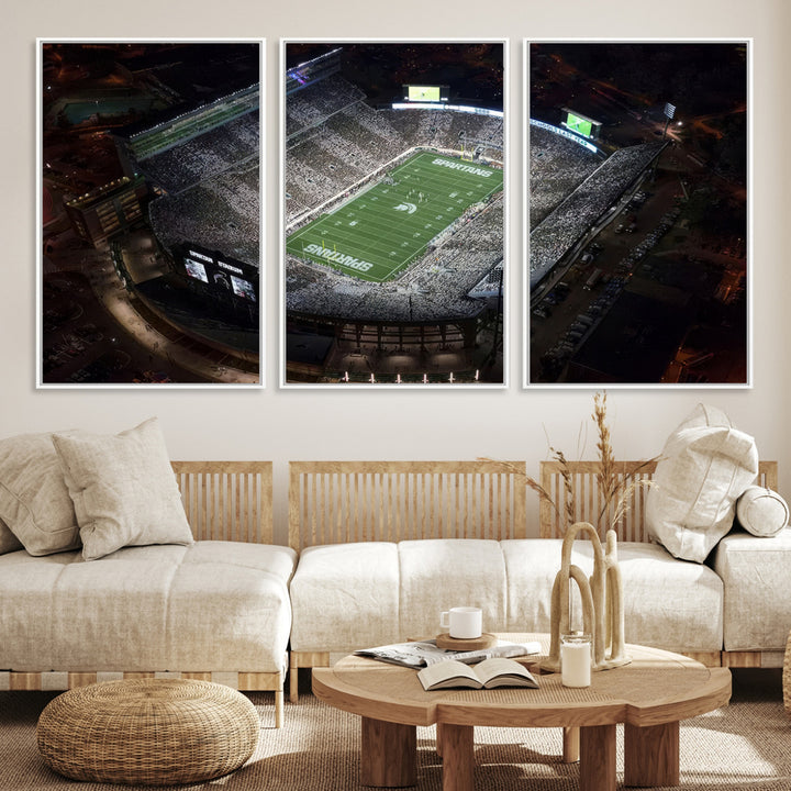 Michigan State Spartans Football Team Print - East Lansing Spartan Stadium Print Wall Art