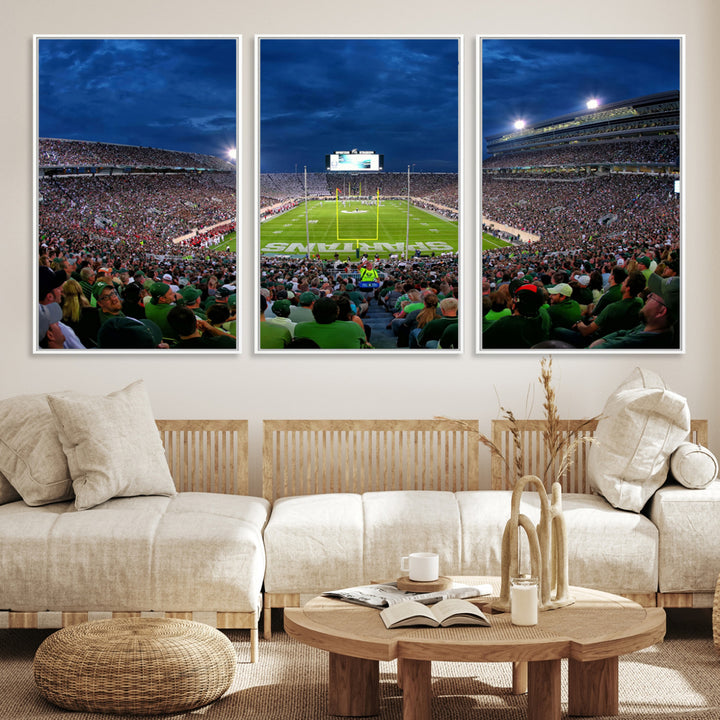 Michigan State Spartans Football Team Print - East Lansing Spartan Stadium Wall Art Canvas Print