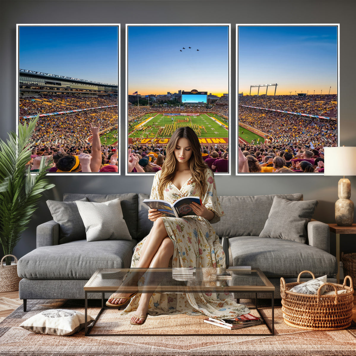 84421-MGV-CV-36X24 - University of Minnesota Golden Gophers Art Print, Football Team Print - Minneapolis Huntington Bank