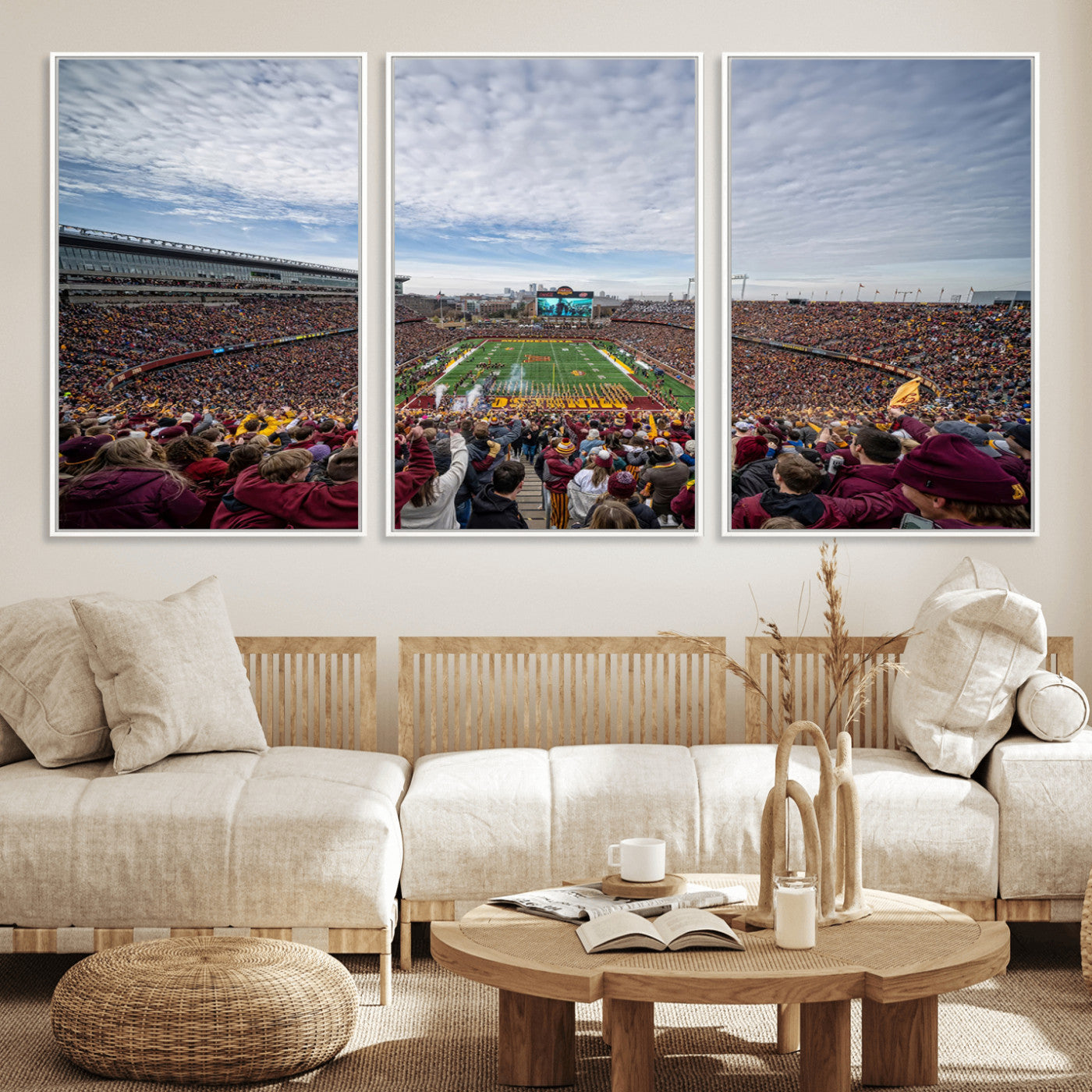 MGV-FC-60X30-3P - University of Minnesota Golden Gophers Football Team Print - Minneapolis Huntington Bank Stadium Art