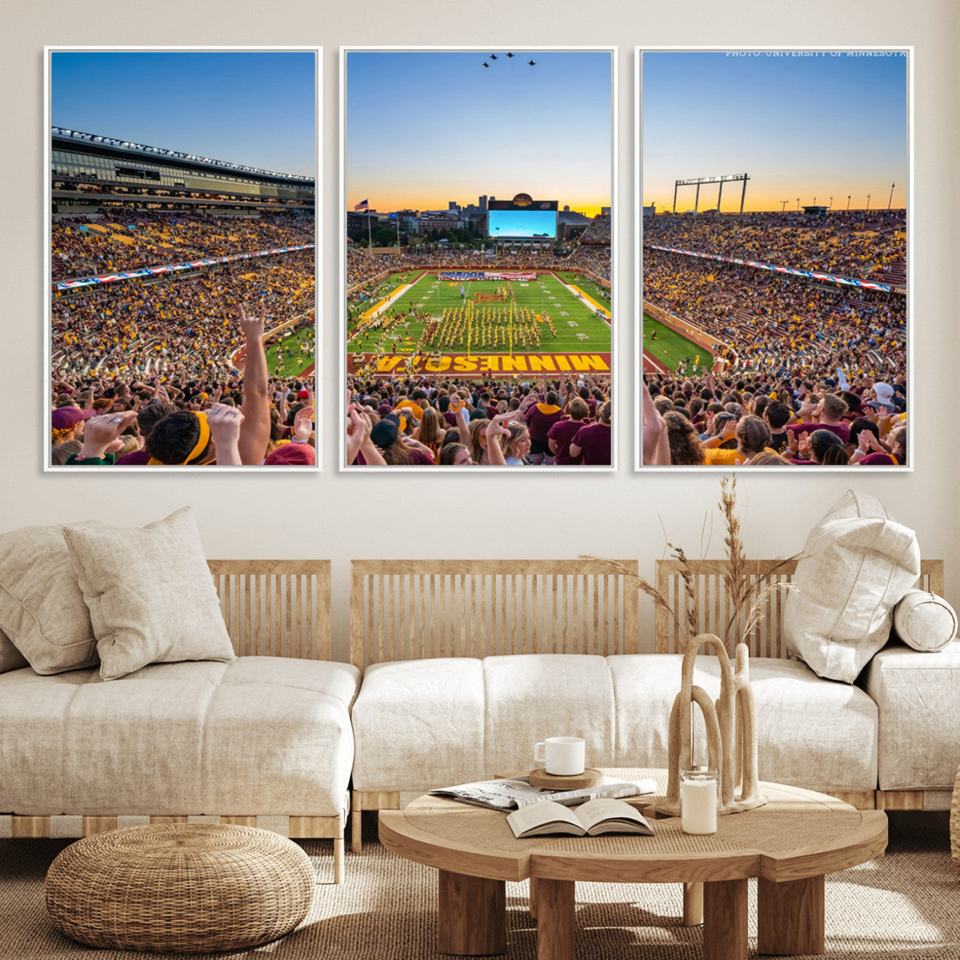 MGV-FC-60X30-3P - University of Minnesota Golden Gophers Football Team Print - Minneapolis Huntington Bank Stadium