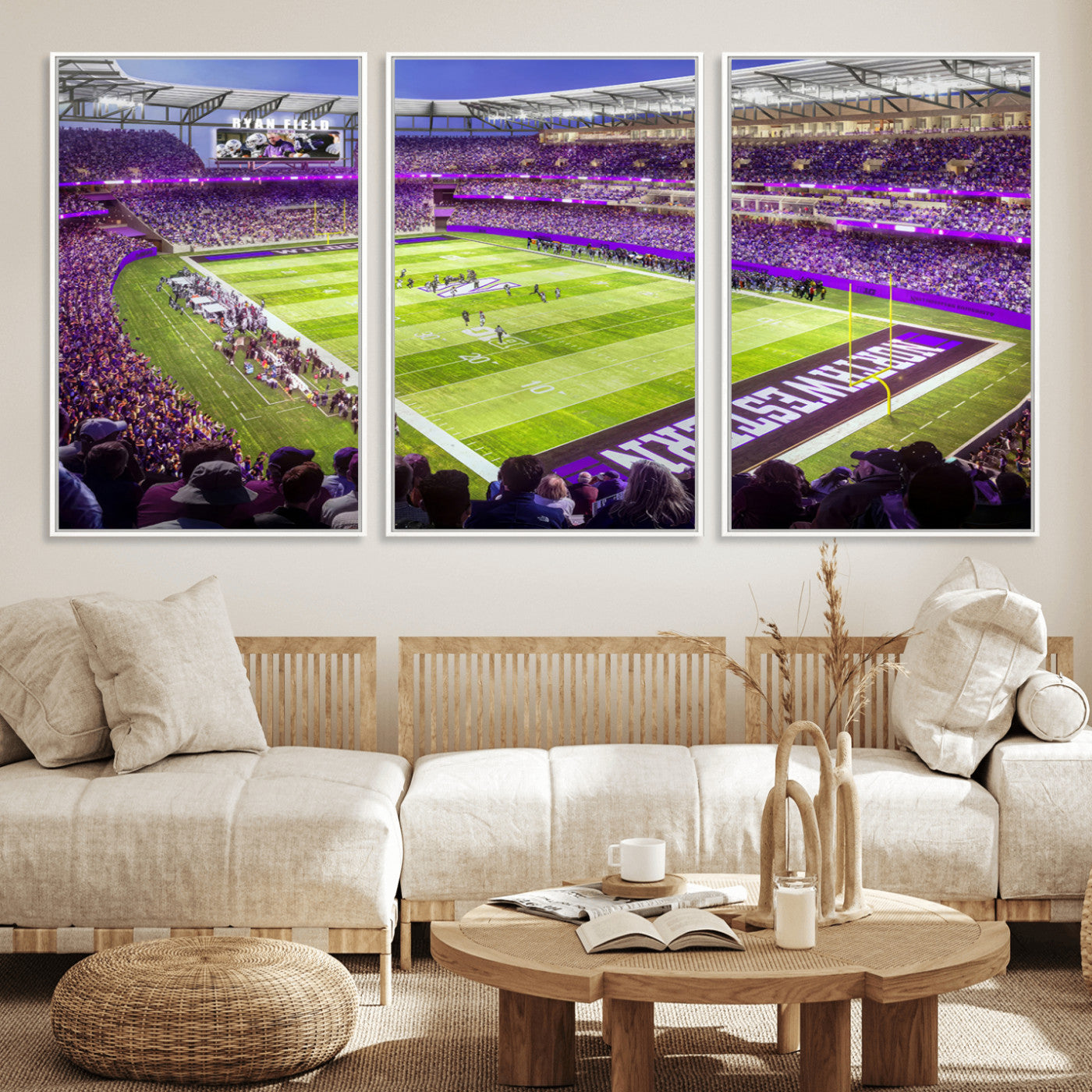 MGV-FC-60X30-3P - Northwestern University Wildcats Football Team Print - Evanston Ryan Field Wall Art Canvas Print