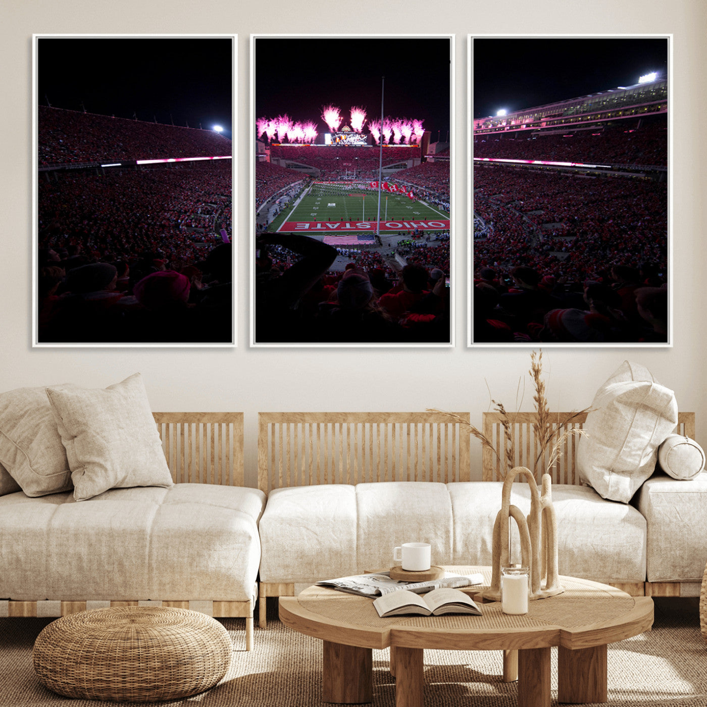 MGV-FC-60X30-3P - Ohio State University Buckeyes Football Team Print - Columbus Ohio Stadium Wall Art Canvas Print