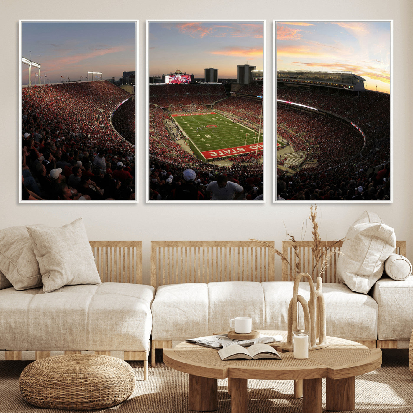 MGV-FC-60X30-3P - Ohio State University Buckeyes Football Team Print - Columbus Ohio Stadium Wall Art Canvas Print