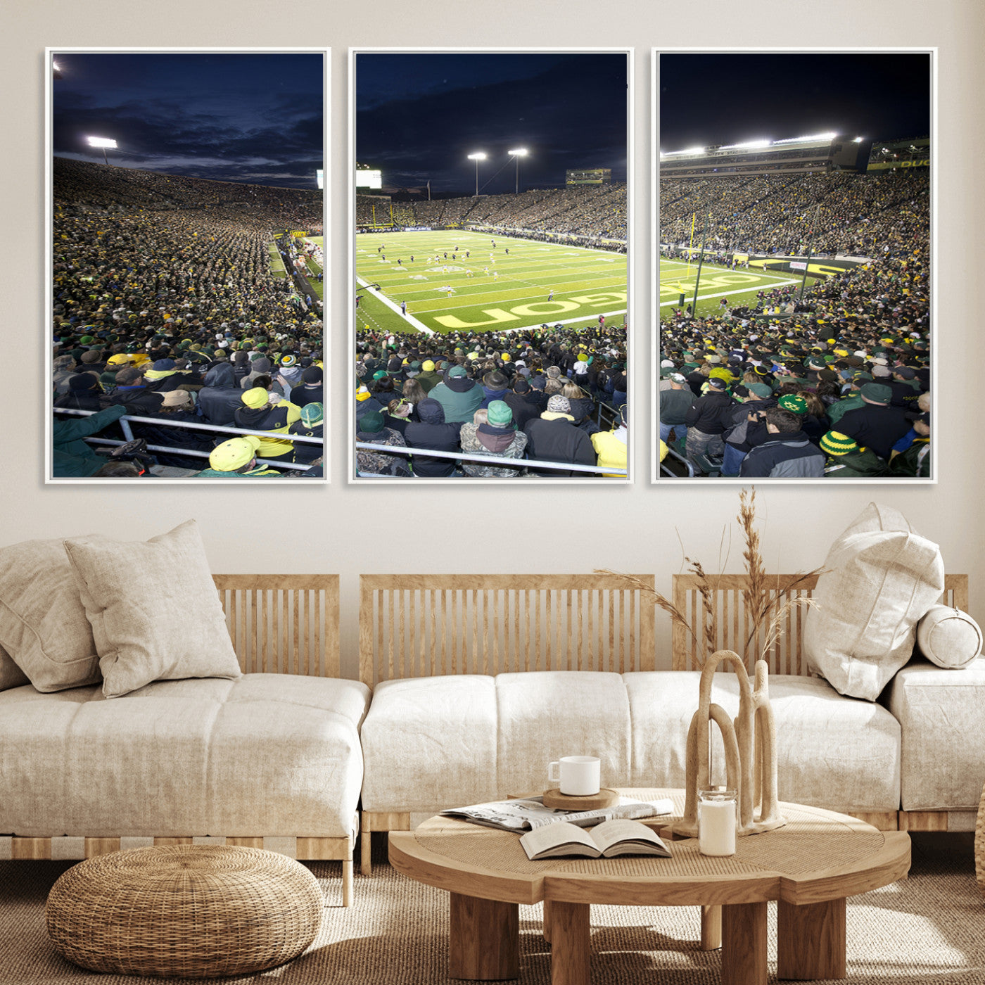 MGV-FC-60X30-3P - University of Oregon Ducks Football Team Print - Eugene Autzen Stadium Wall Art Canvas Print