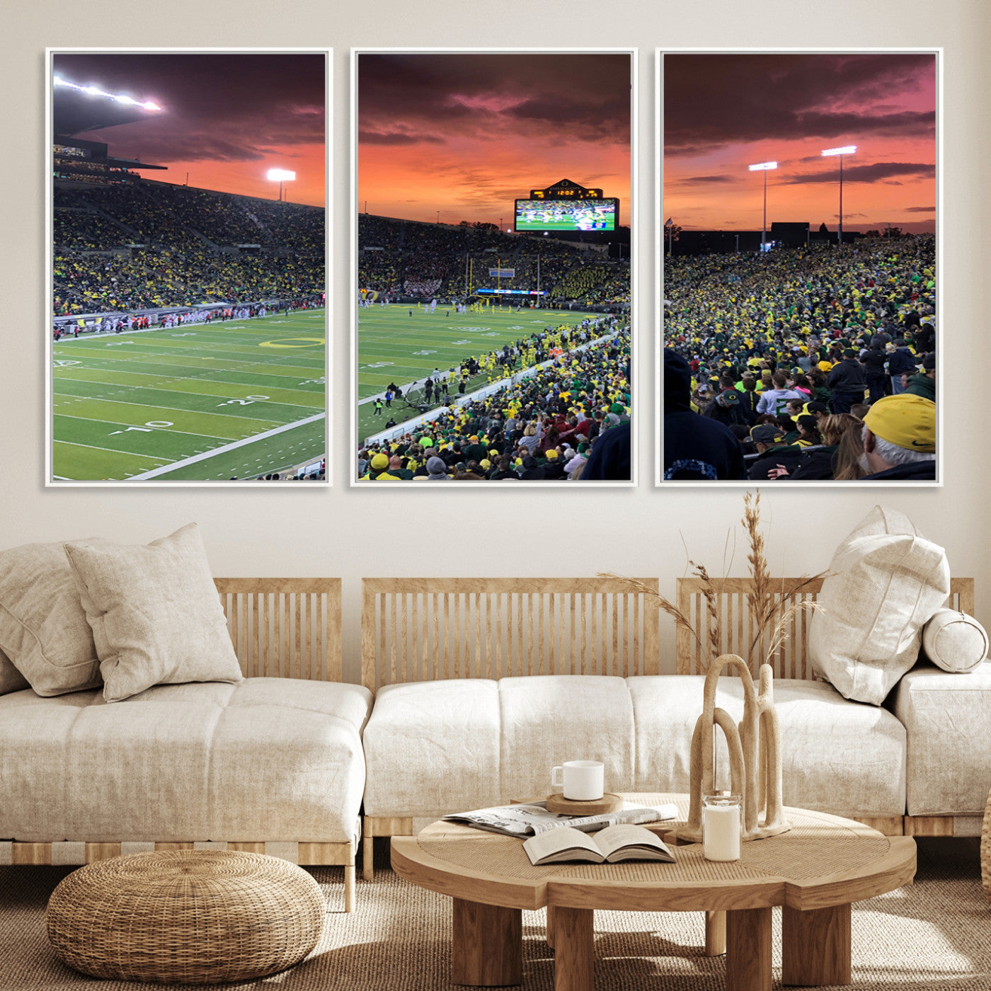 MGV-FC-60X30-3P - Eugene Autzen Stadium Canvas Wall Art Print – Sunset Over Iconic Football Field Wall Decor for Home