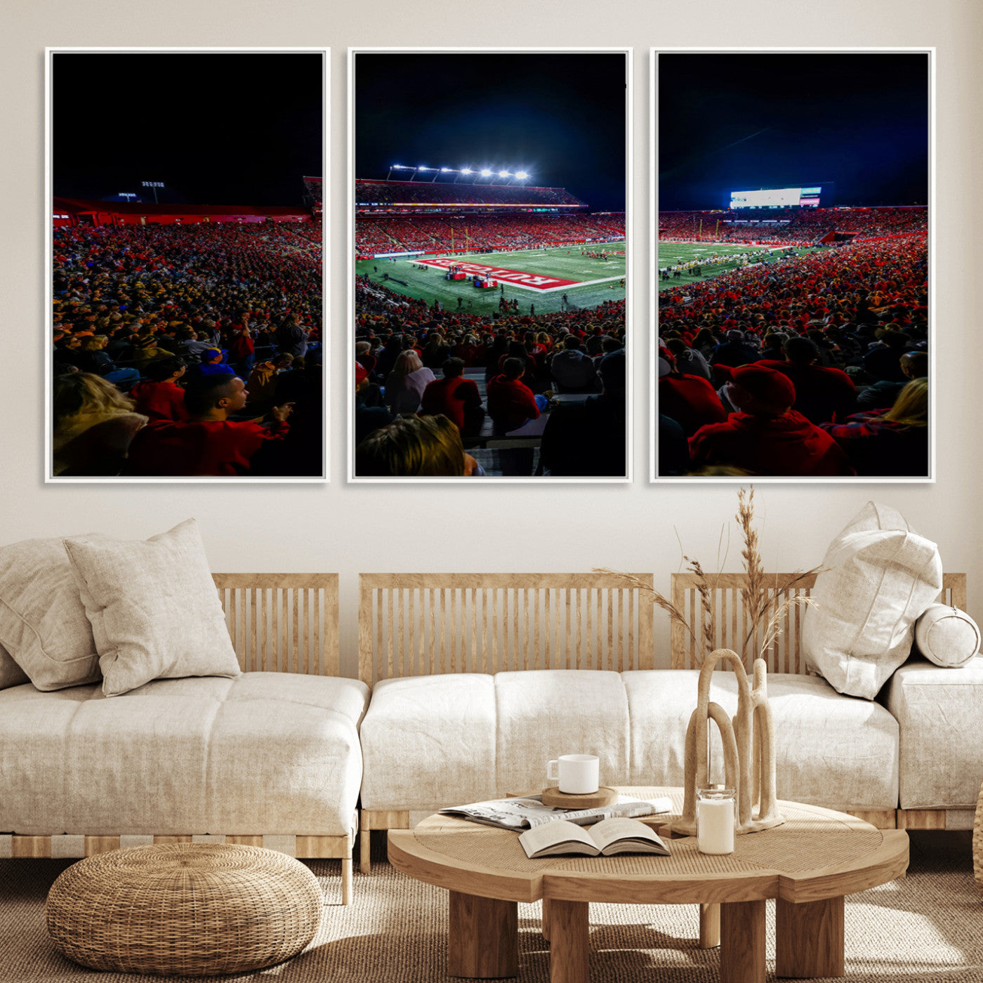 MGV-FC-60X30-3P - Rutgers Scarlet Knights Football Team Print - SHI Stadium, Piscataway Wall Art Canvas Print