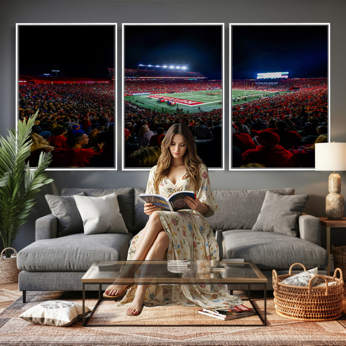 18115-PAN-FL-20X10 - Rutgers Scarlet Knights Football Team Print - SHI Stadium, Piscataway Wall Art Canvas Print