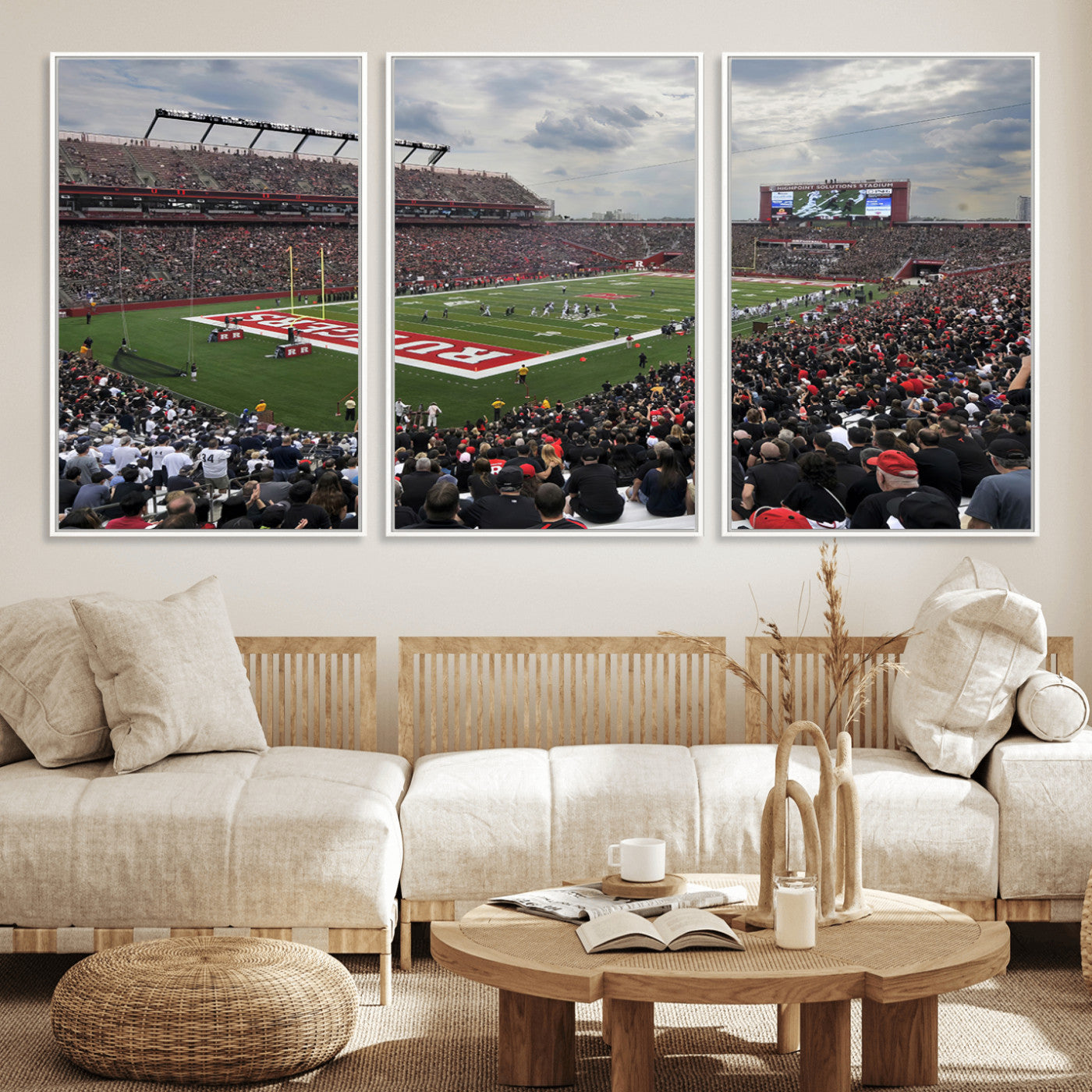 MGV-FC-60X30-3P - Rutgers Scarlet Knights Football Team Print - SHI Stadium, Piscataway Wall Art Canvas Print