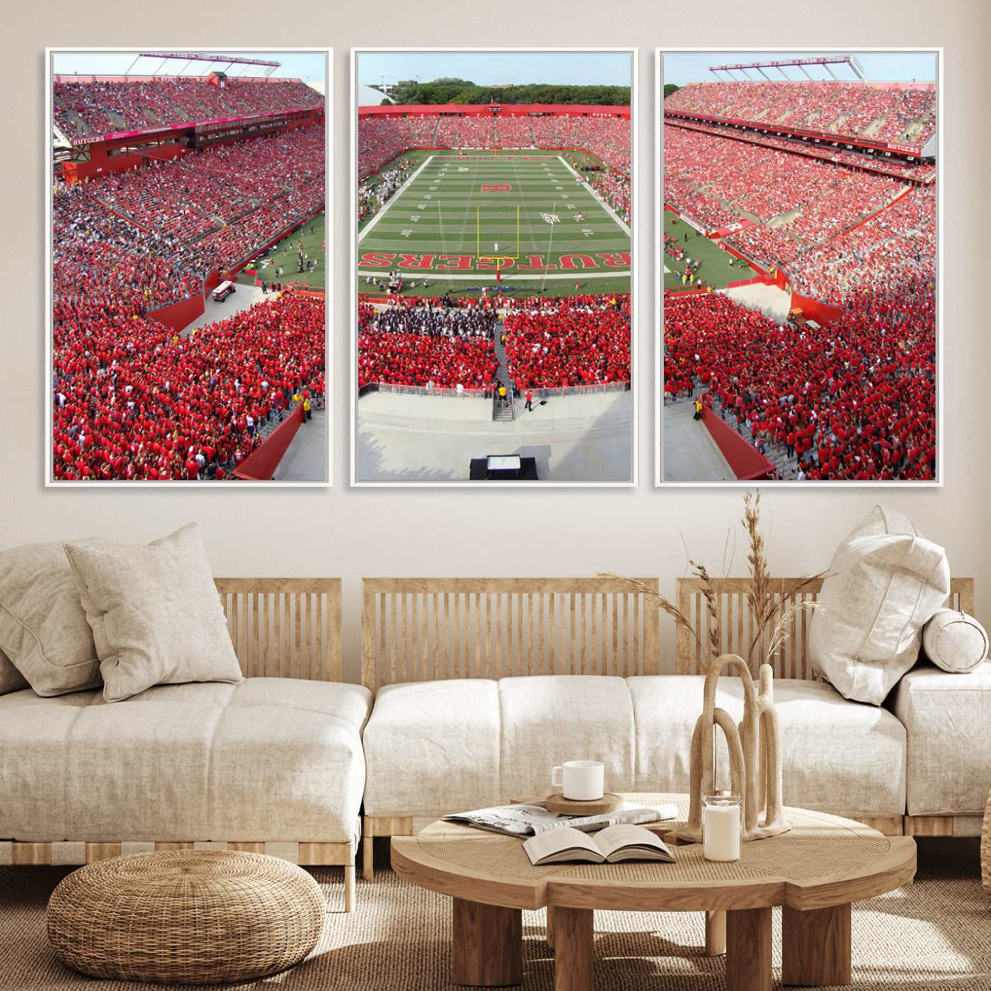 MGV-FC-60X30-3P - Rutgers Scarlet Knights Football Team Print - Piscataway SHI Stadium Wall Art Canvas Print