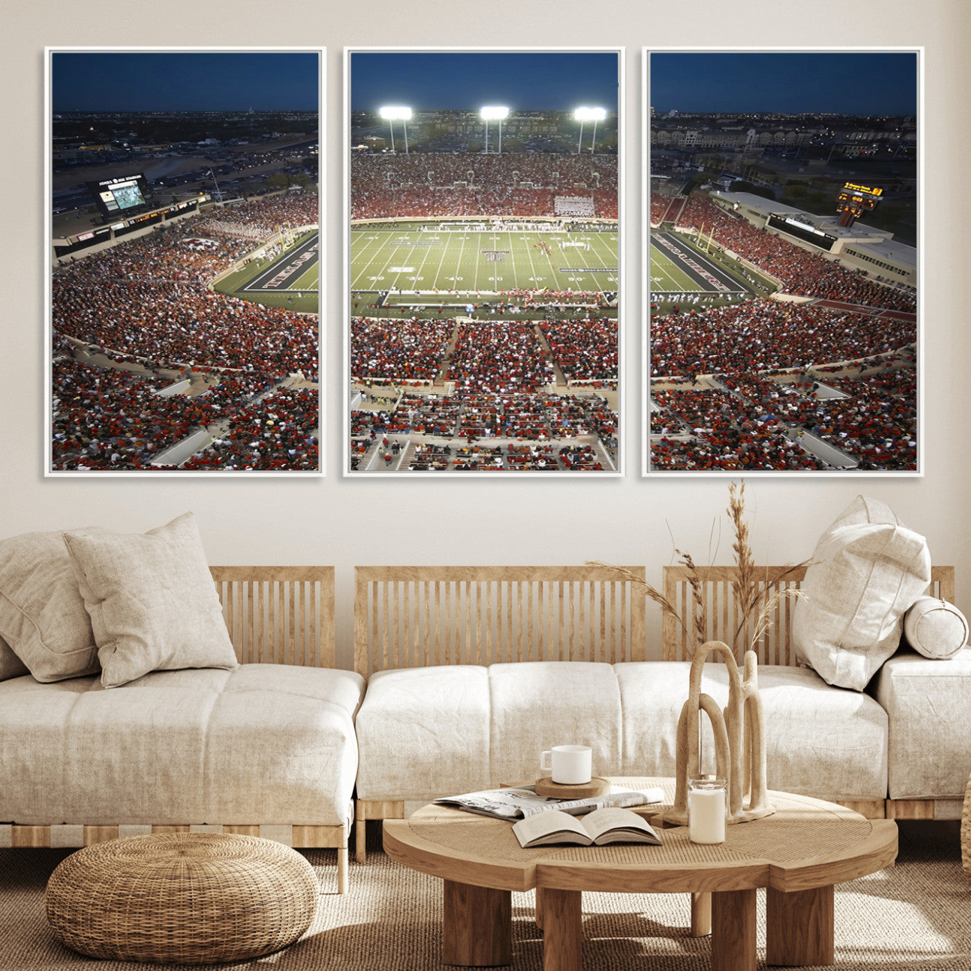 MGV-FC-60X30-3P - Texas Tech Red Raiders Football Team Print - Lubbock Jones AT&T Stadium Wall Art Canvas Print
