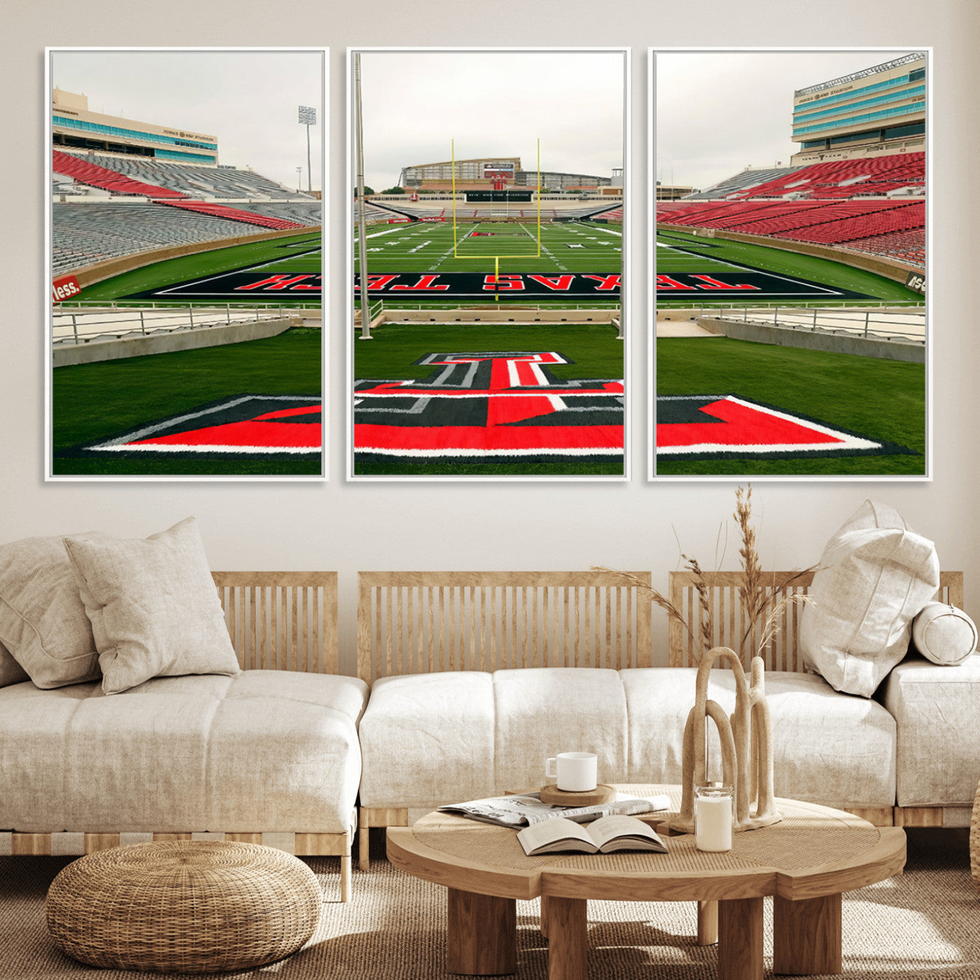 MGV-FC-60X30-3P - Texas Tech Red Raiders Football Team Print - Lubbock Jones AT&T Stadium Wall Art Canvas Print