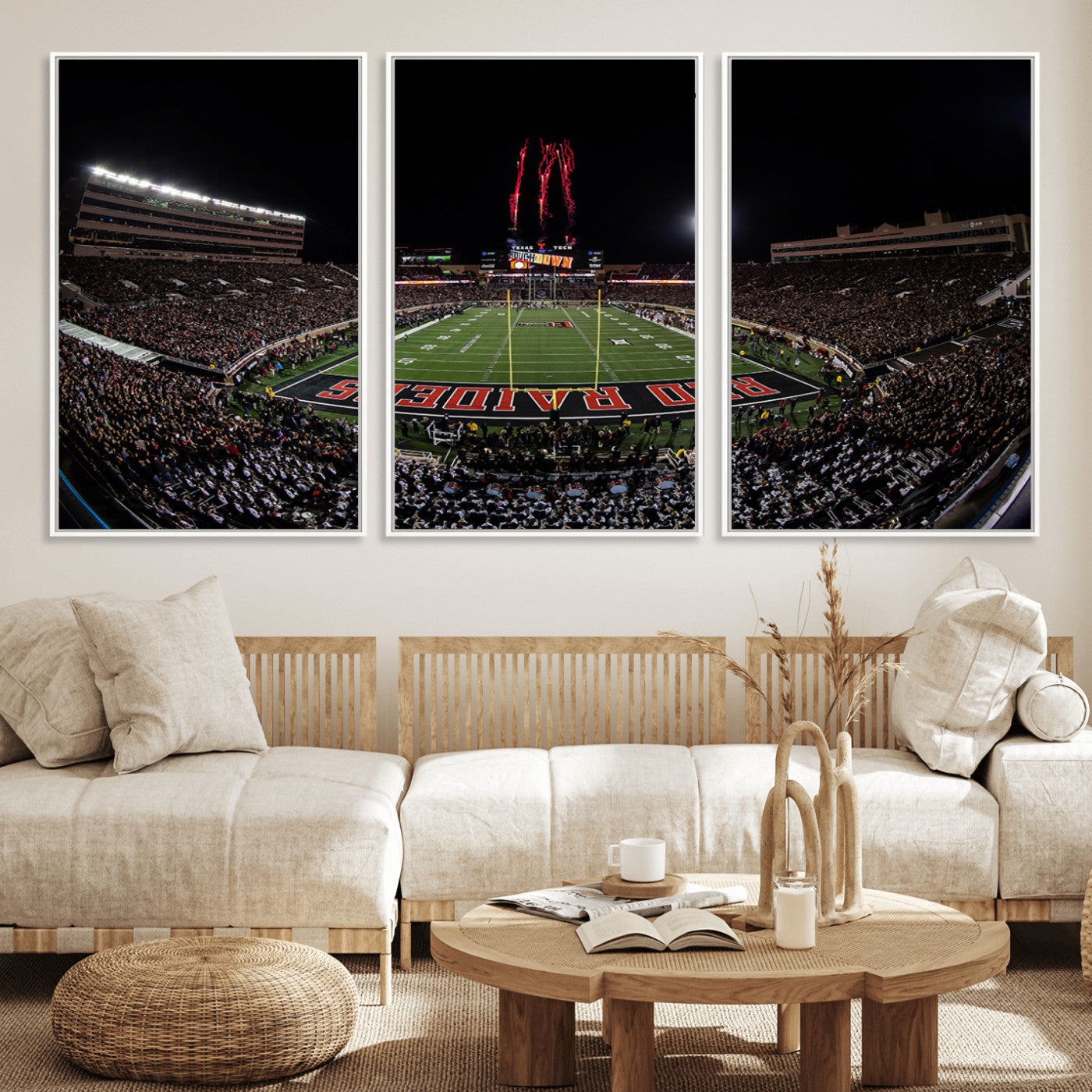 MGV-FC-60X30-3P - Framed Texas Tech Red Raiders Stadium Canvas, Texas Tech Red Raiders Football Team Print - Lubbock