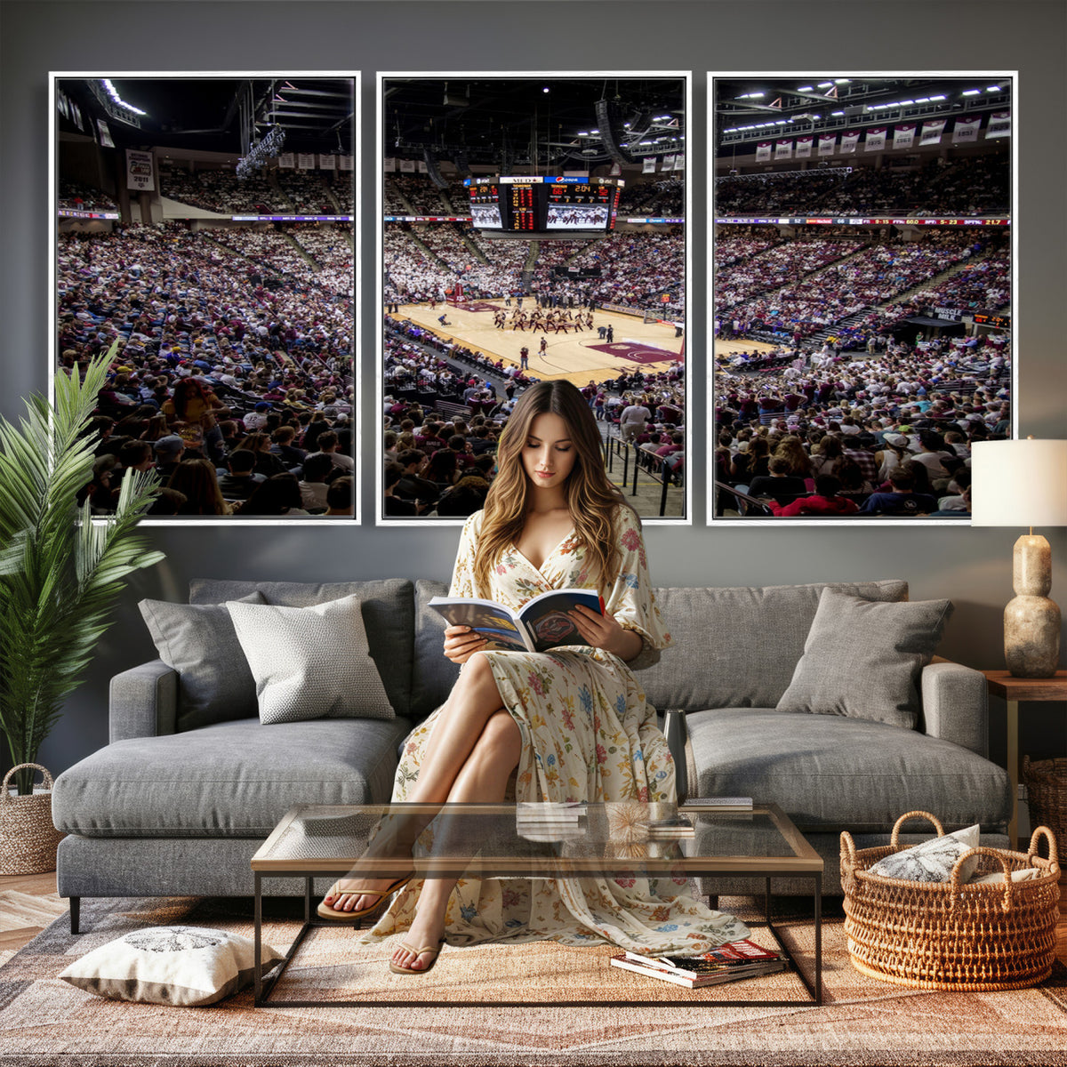 76876-MGV-CV-36X24 - University of Nebraska Cornhuskers Basketball Team Print - Lincoln Red Arena Wall Art Canvas Print