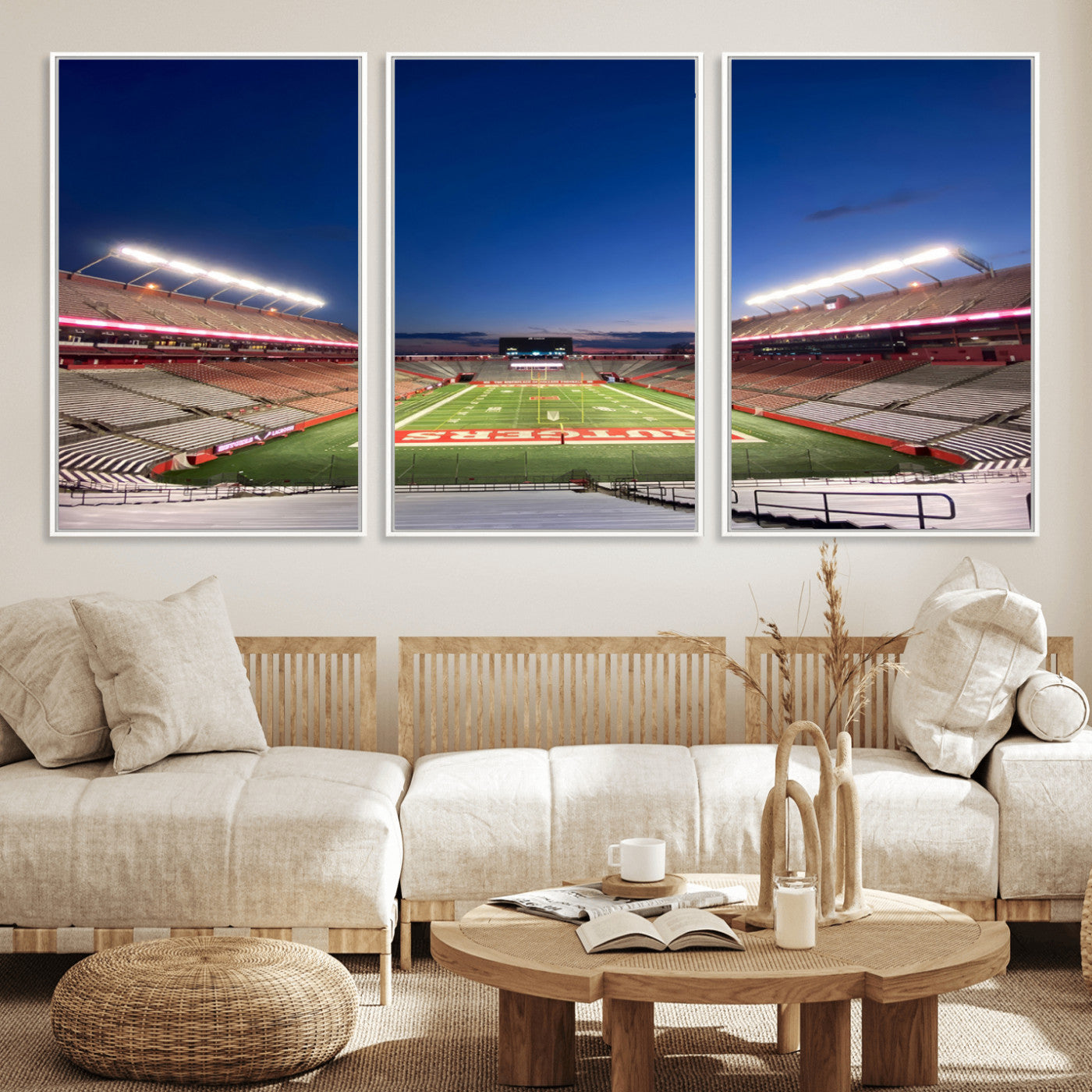 MGV-FC-60X30-3P - Rutgers Scarlet Knights Football Team Print - Piscataway SHI Stadium Wall Art Canvas Print