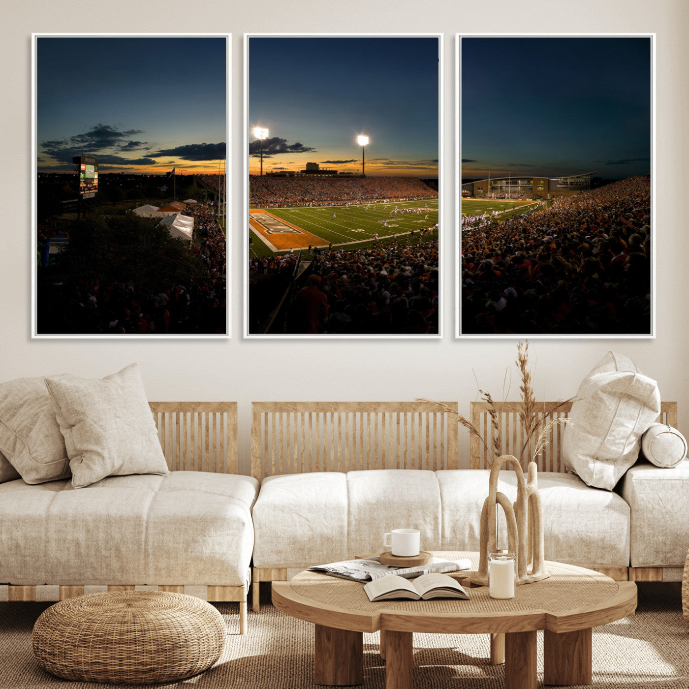 MGV-FC-60X30-3P - Ball State Cardinals Football Team Print - Muncie Scheumann Stadium Wall Art Canvas Print