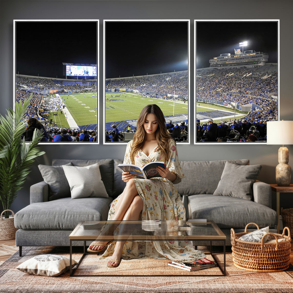 10894-PAN-FL-20X10 - University of Memphis Tigers Football Team Print - Memphis Simmons Bank Liberty Stadium Wall Art