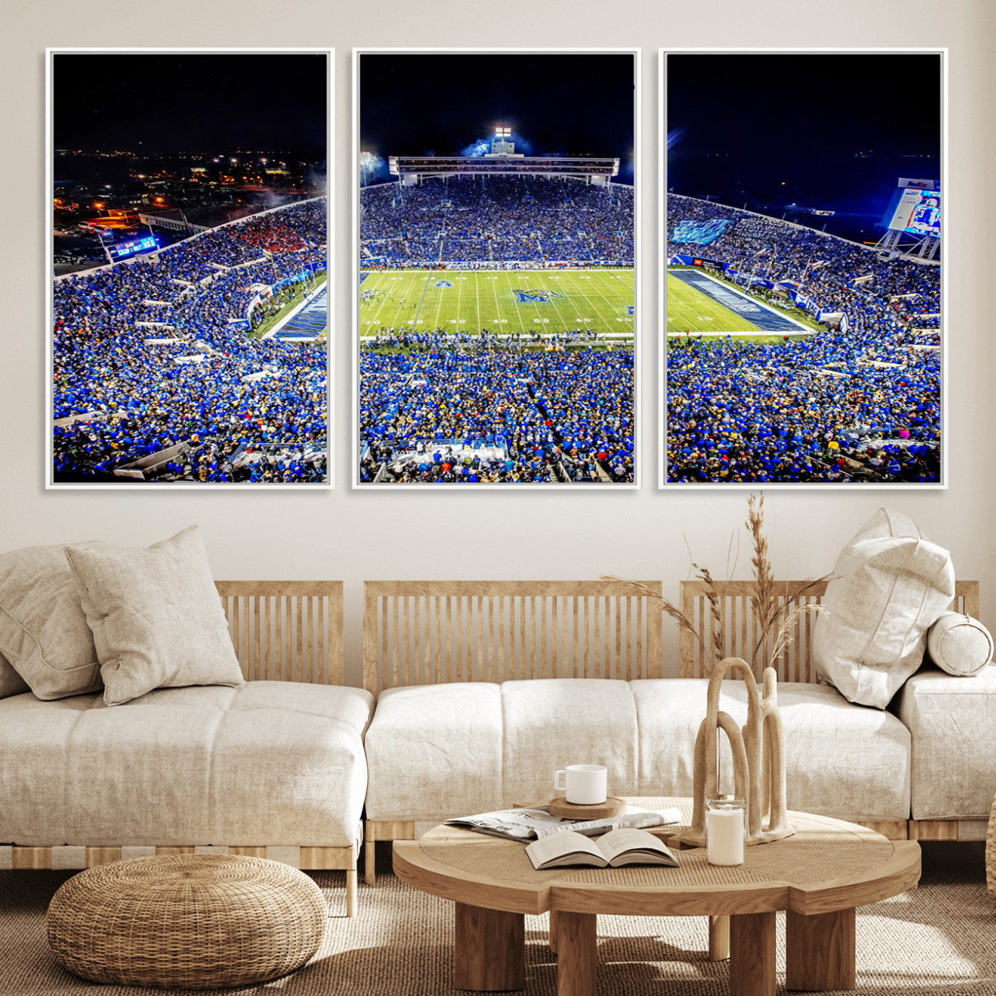 MGV-FC-60X30-3P - University of Memphis Tigers Football Team Print - Memphis Simmons Bank Liberty Stadium Wall Art