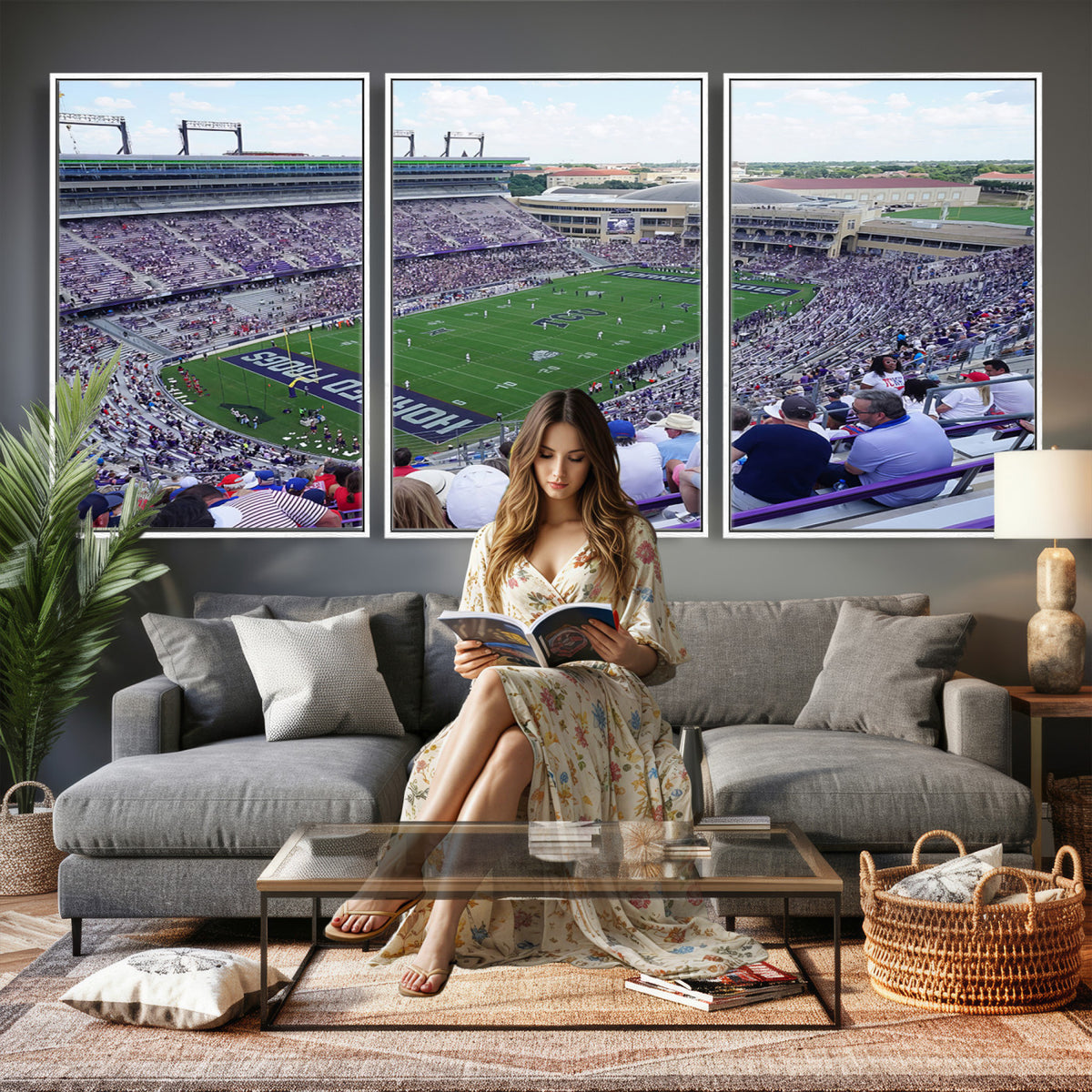 95139-MGV-CV-36X24 - The Texas Christian University TCU Horned Frogs Football Team Print, Fort Worth
