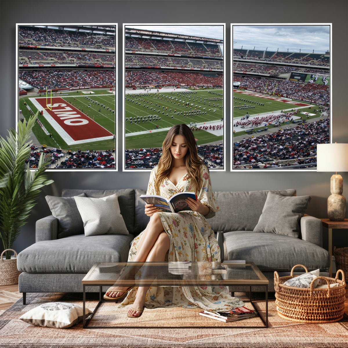15310-PAN-FL-20X10 - The Temple University Owls Athletics Team Print - Philadelphia Lincoln Financial Field Stadium Wall