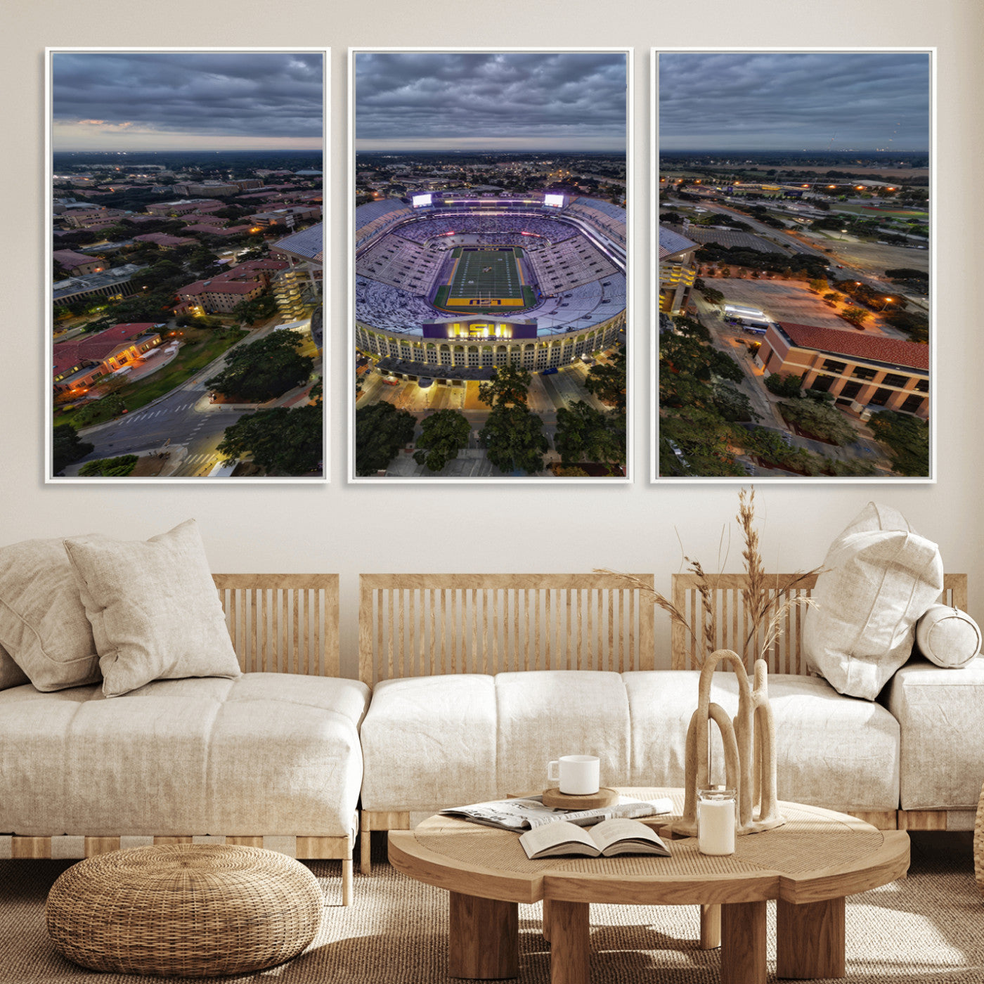 MGV-FC-60X30-3P - The Louisiana State University Tigers Football Team Print - Baton Rouge Tiger Stadium Wall Art