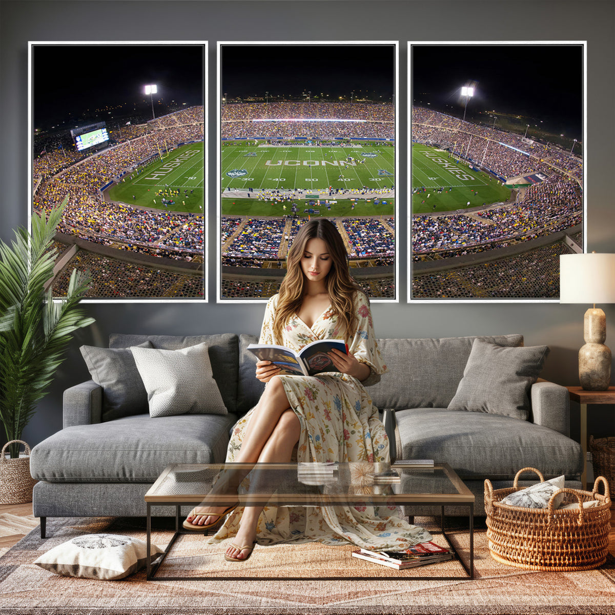 52855-MGV-CV-36X24 - The University of Connecticut UCONN Huskies Football Team Print, East Hartford
