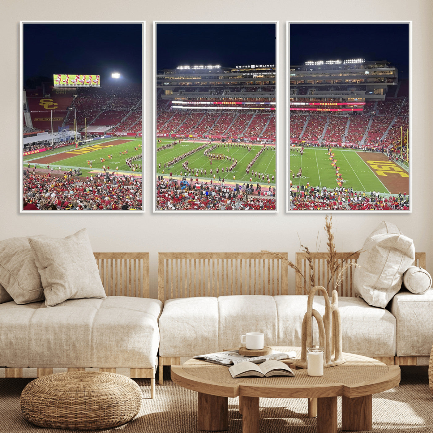 MGV-FC-60X30-3P - The University of Southern California USC Trojans Football Team Print - Los Angeles Memorial