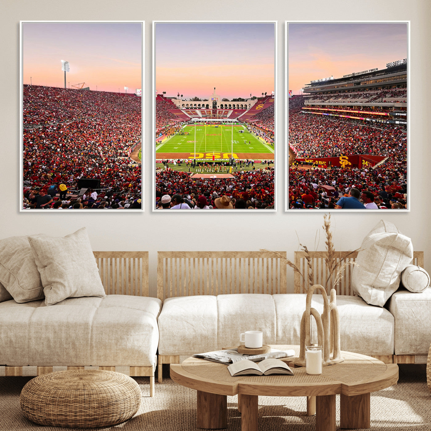 MGV-FC-60X30-3P - The University of Southern California USC Trojans Football Team Print - Los Angeles Memorial